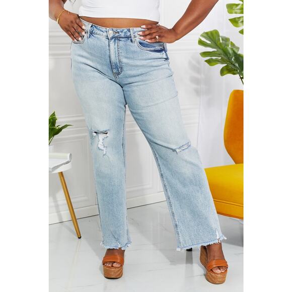Lovervet High Waist Distressed Straight Cut 90's Dad Jeans - LV1007 - Size 32 - Picture 6 of 10